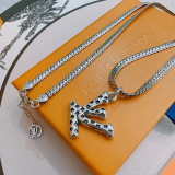 Louis Vuitton New Couple Retro Punk Logo Pendant Necklace 60 CM