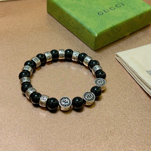 Gucci New Unisex Vintage Double G Agate Beaded Bracelet