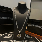 Chrome Hearts New Classic Retro Round Pendant Cross Flower Ball Necklace
