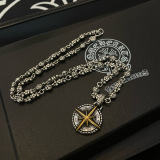 Chrome Hearts New Classic Retro Round Pendant Cross Flower Ball Necklace