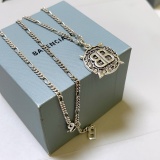Balenciaga New Unisex Retro Double B Pendant Versatile Necklace
