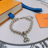 Louis Vuitton Classic Trendy Retro Logo Bear Bracelet Cuban Chain