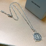 Balenciaga New Unisex Retro Double B Pendant Versatile Necklace