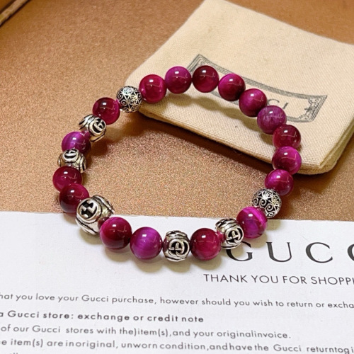 Gucci New Fashion Retro Double G Natural Tiger Eye Stone Bracelet