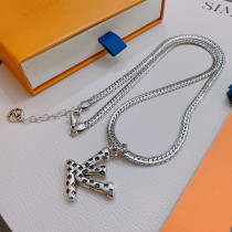 Louis Vuitton New Couple Retro Punk Logo Pendant Necklace 60 CM