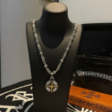 Chrome Hearts New Classic Retro Round Pendant Cross Flower Ball Necklace