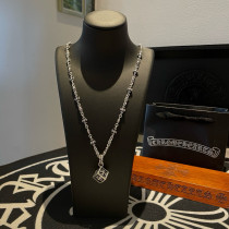 Chrome Hearts New Classic Retro Cross Flower Dice Pendant Necklace