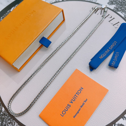 Louis Vuitton New Classic Retro Punk Silver Necklace 60 CM