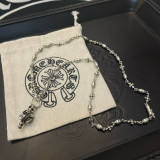 Chrome Hearts Couple Classic Retro Versatile Cross Flower Necklace
