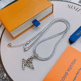 Louis Vuitton New Couple Retro Punk Logo Pendant Necklace 60 CM