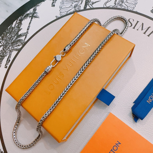 Louis Vuitton New Classic Retro Punk Silver Necklace 60 CM