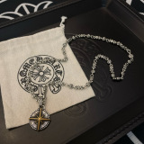 Chrome Hearts New Classic Retro Round Pendant Cross Flower Ball Necklace