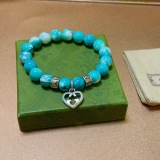 Gucci New Unisex Vintage Double G Agate Beaded Bracelet