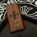 Chrome Hearts New Classic Retro Round Pendant Cross Flower Ball Necklace