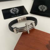 Chrome Hearts Classic Retro Cross Leather Rope Bracelet Bracelet