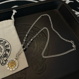 Chrome Hearts Classic Retro Round Brand Madonna Sword Pendant Necklace