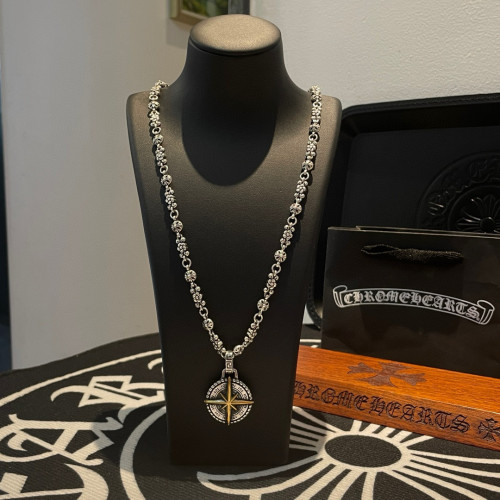 Chrome Hearts New Classic Retro Round Pendant Cross Flower Ball Necklace