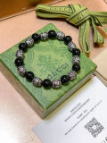 Gucci New Retro Double G Black Agate Beaded Bracelet