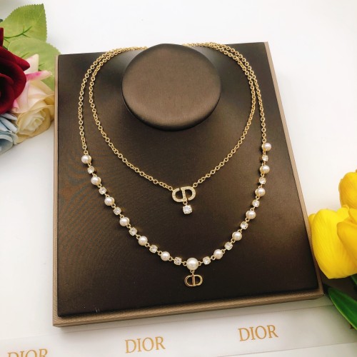 Dior New Classic Fashion Double layer Pearl Necklace