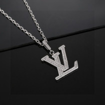 Louis Vuitton New Fashion Couple's Full Diamond Letter Necklace