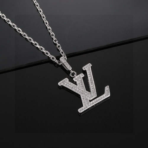 Louis Vuitton New Fashion Couple's Full Diamond Letter Necklace