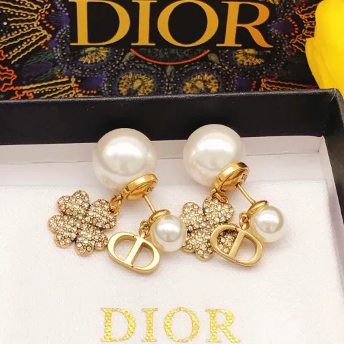 Dior New Fashion Pearl Clover Diamond Earrings