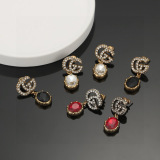 Gucci New Fashion Retro Personalized Color Diamond Earrings