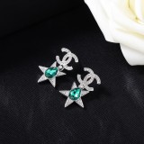 Chanel New Fashion Versatile Color Diamond Double C Earrings