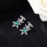 Chanel New Fashion Versatile Color Diamond Double C Earrings