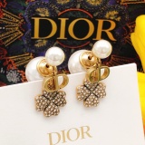 Dior New Fashion Pearl Clover Diamond Earrings