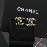 Chanel New Classic Versatile Black Leather Double C Earrings