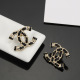 Chanel New Classic Versatile Black Leather Double C Earrings