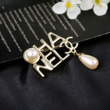Chanel New Classic Logo Pearl Brooch