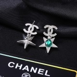 Chanel New Fashion Versatile Color Diamond Double C Earrings