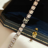 Louis Vuitton Couple Fashion Full Diamond Cross Logo Bracelet