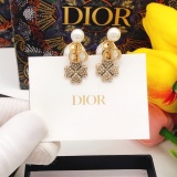 Dior New Fashion Pearl Clover Diamond Earrings