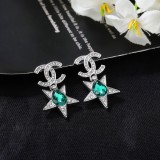 Chanel New Fashion Versatile Color Diamond Double C Earrings