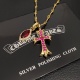 Chrome Hearts New Classic Retro Pink Diamond Cross Necklace