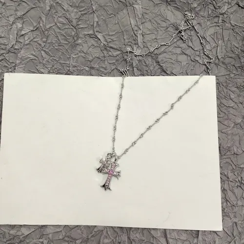 Chrome Hearts New Classic Pink Diamond Double Cross Necklace