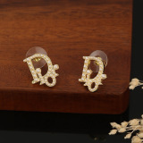Dior New Fashion Retro Letter Pearl Earrings