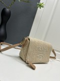 Prada New Classic Embroidered Logo Lafite Straw Camera Bag Size: 20x12x8 CM