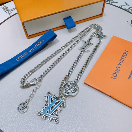 Louis Vuitton New Couple Classic Retro Logo Ring Pendant Necklace