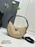 Prada Classic Triangle Logo Straw Bag Size: 25x15x7 CM