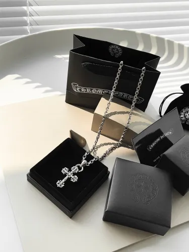 Chrome Hearts Unisex Punk Retro Flame Cross Necklace