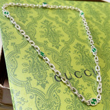 Gucci New Luxury Retro Green Franc Double G Necklace