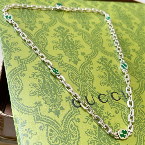 Gucci New Luxury Retro Green Franc Double G Necklace