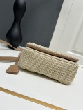 Prada New Classic Embroidered Logo Lafite Straw Camera Bag Size: 20x12x8 CM