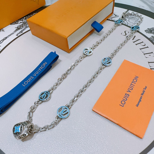 Louis Vuitton New Couple Classic Retro Logo Ring Pendant Necklace