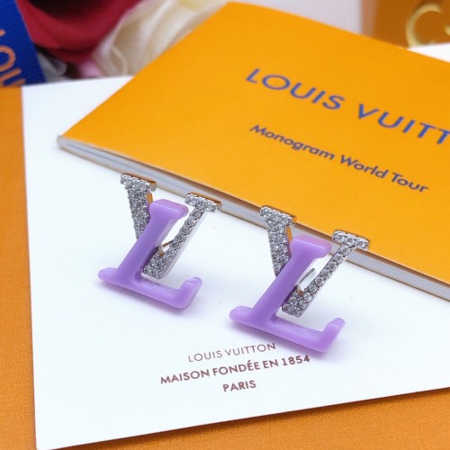 Louis Vuitton New Fashion Purple Resin Diamond Earrings