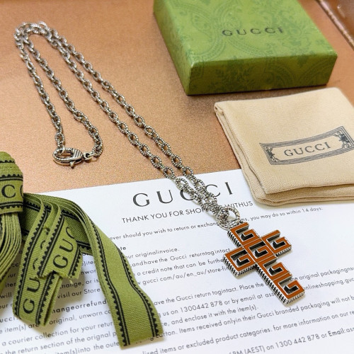 Gucci New Classic Retro Double G Cross Necklace